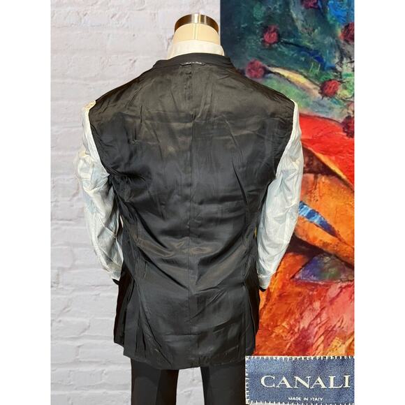 Canali 42R EU52 Mens Black Virgin Wool 3 Button Blazer Sport Coat Jacket - Picture 8 of 14
